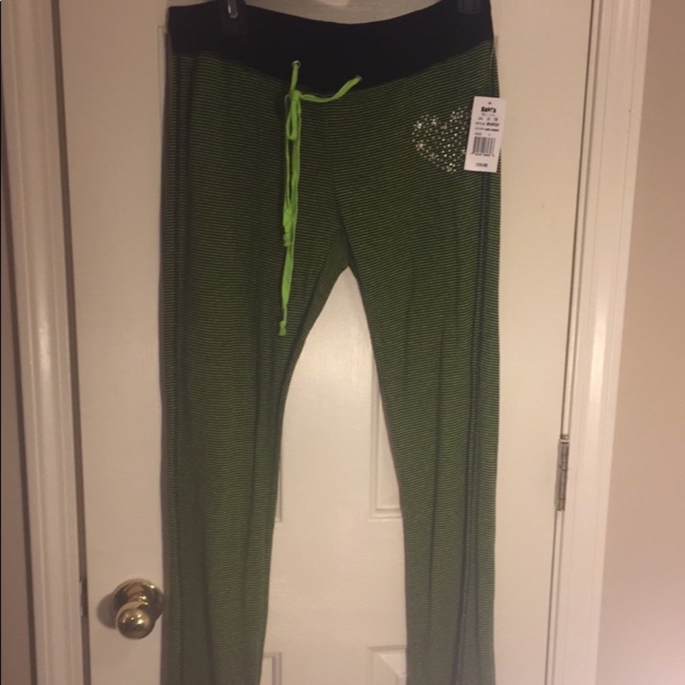 Woven Yoga Pants - Black & Lime Green